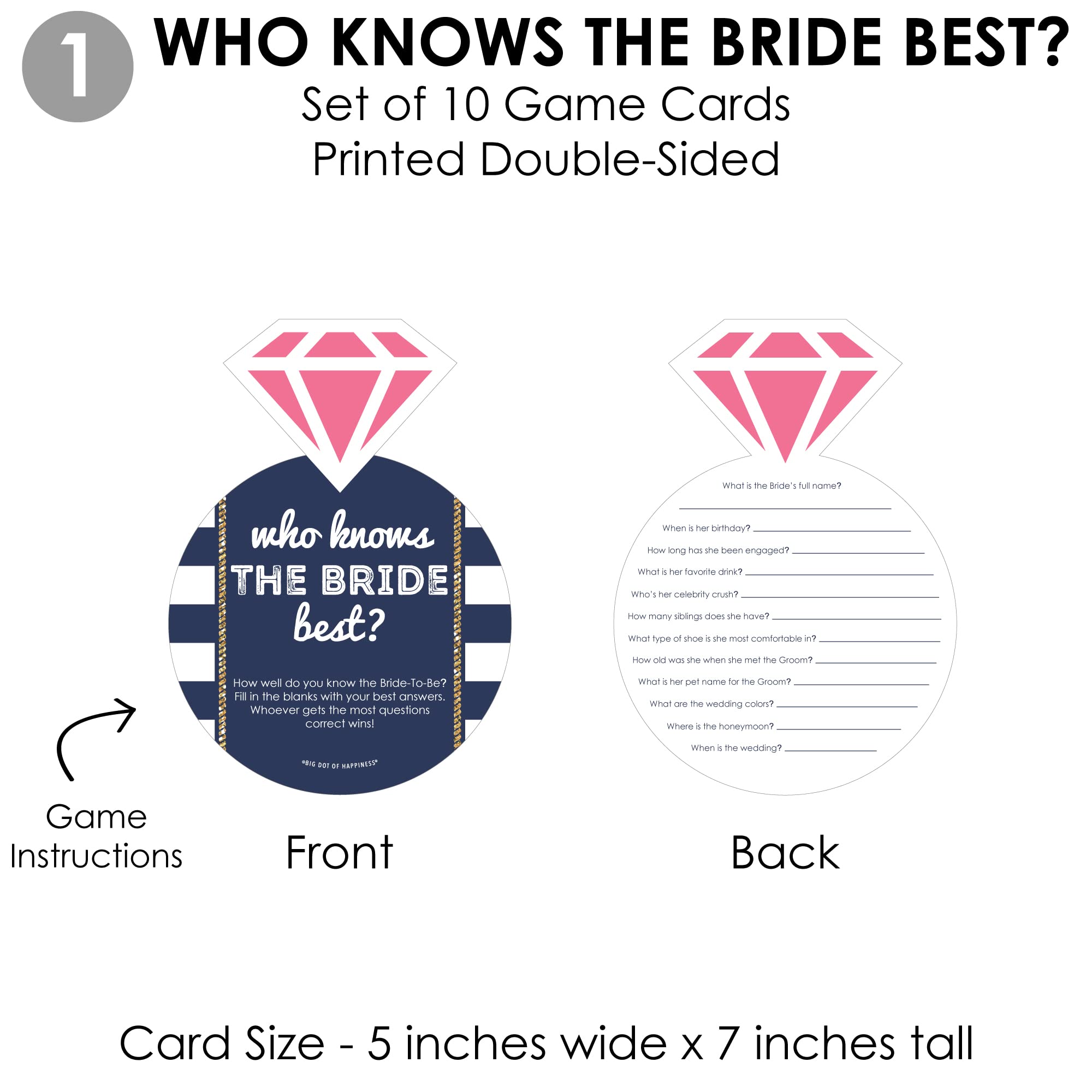 Big Dot Of Happiness Last Sail Before The Veil - 4 Nautical Bridal Shower Games - 10 Cards Each - Gamerific Bundle